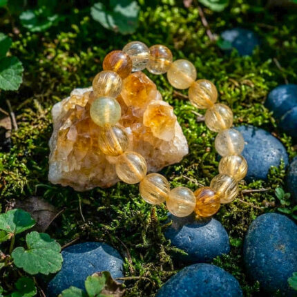 Sitrin Doğal Taş Bileklik Küre Kesim